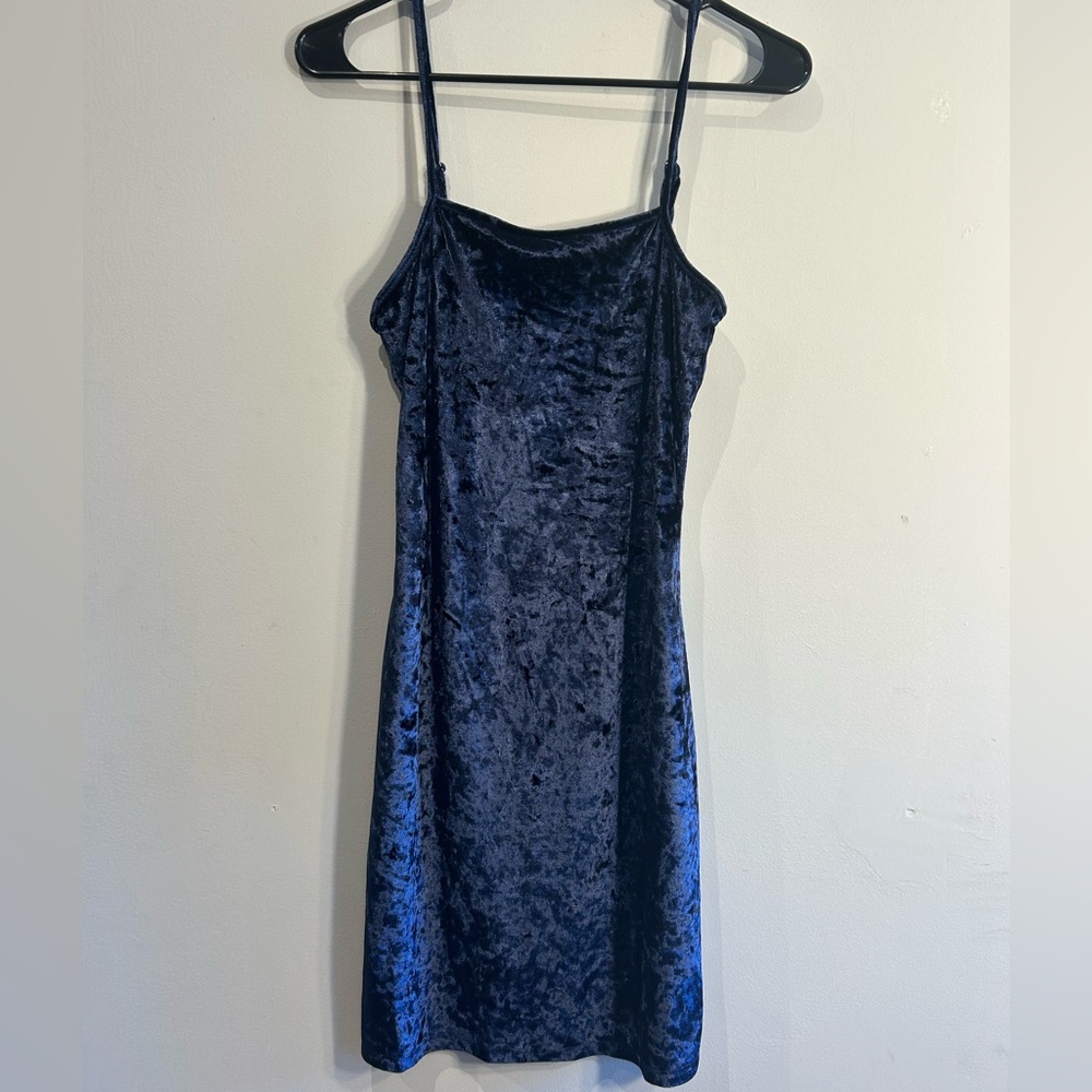 LEFTIES - Velvet Navy Blue Bodycon Dress - Size S